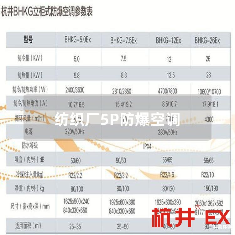 纺织厂5P防爆空调